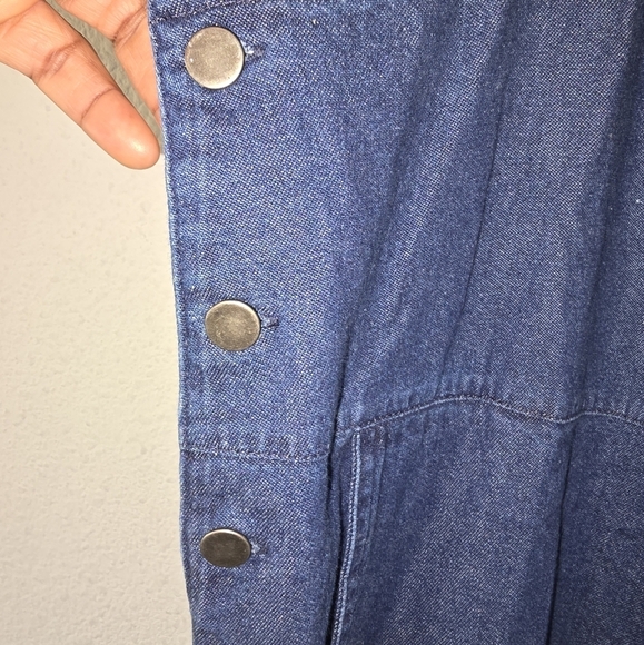 Westbound Denim Overall Dress Women Sz L Blue 6Button Pockets Chambray - Picture 5 of 11